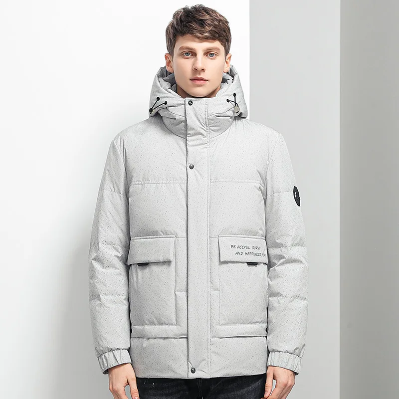 Men's White Duck Down Jacket Fashion Warm Hooded Thick Stand Collar Jacket Coat Male Casual High Quality New Winter Down Coat