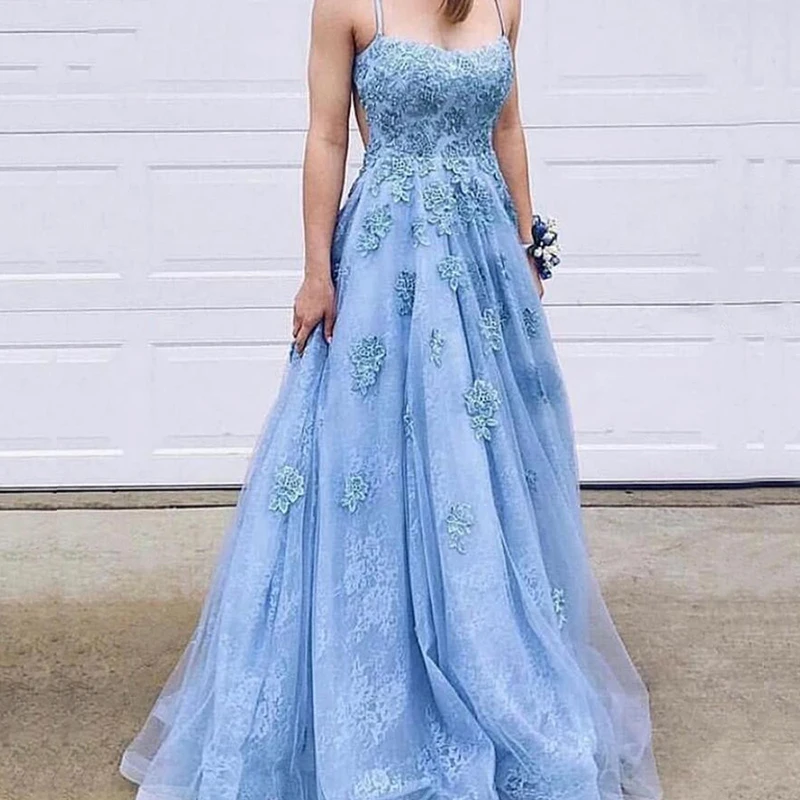 

Elegant Long A Line Evening Dresses Lace Appliques Long Prom Dresses 2020 Sleeveless Dubai Arabic Party Dress Gowns Vestidos New