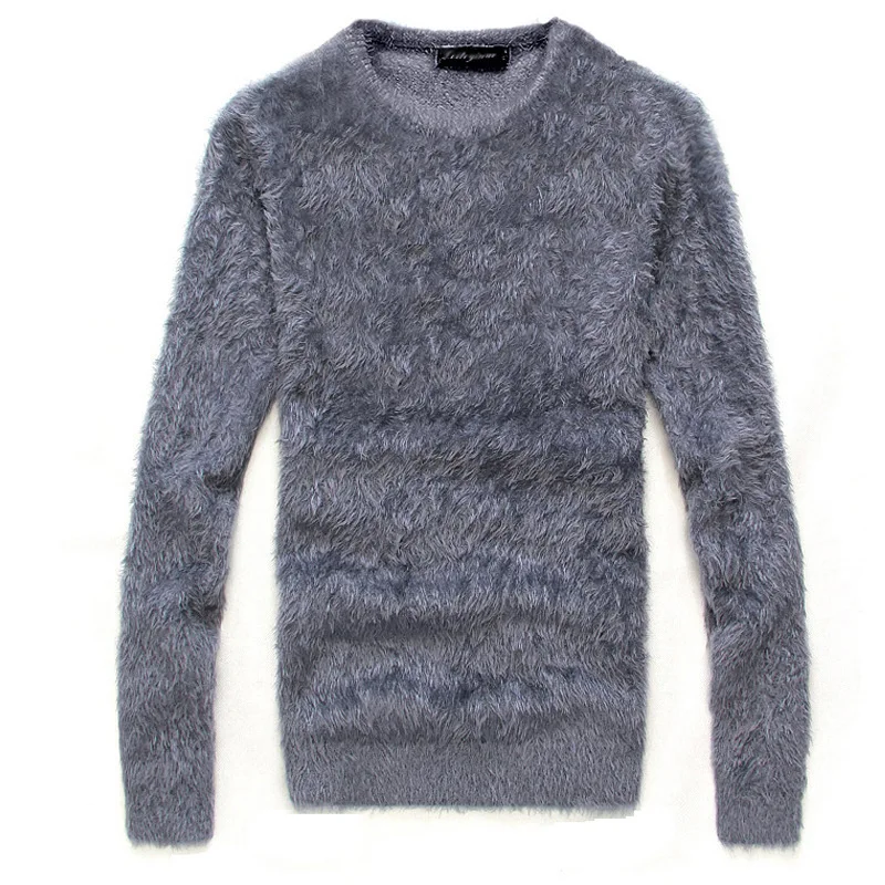 Men Long Hair Sweater Round Neck Pullover Male Knitting Unlined Slim Fit Warm Cashmere Sweaters | Мужская одежда