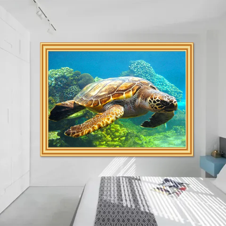 5D Роспись бриллиантами DIY "Океанское солнце" Животные Морская черепаха Крестиком Наборы для вышивания Полное сверление Мозаика Искусство Картина Декор Подарок.