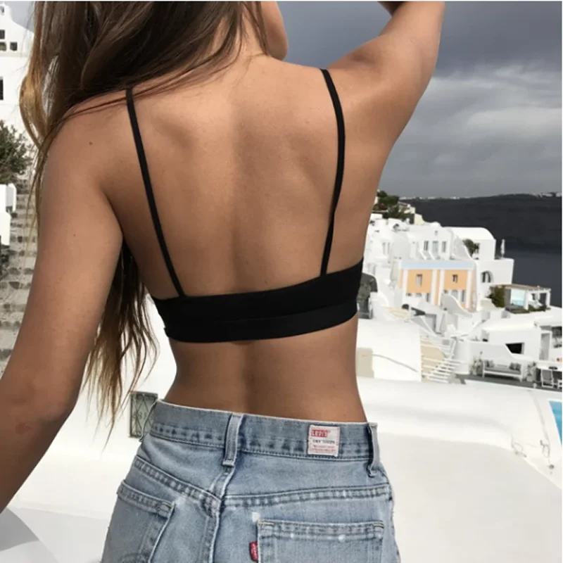 Модный Сексуальный Топ для женщин, Одноцветный укороченный топ на бретелях, Женский базовый кроп Топ, уличная Топ без рукавов, крутой женский топ для девочек