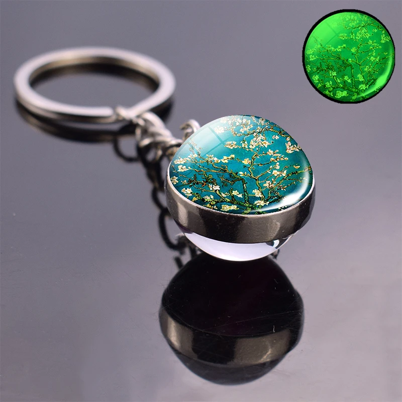 Светящийся в темноте Подсолнух Ван Гога искусство стеклянный шар брелок