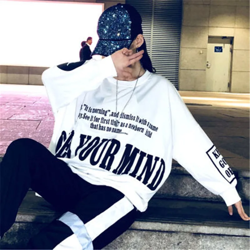

2021 Spring Autumn New Suit Female Letter Pullover Blouse Striped Sweatpants Loose Hip-Hop Sports Tracksuit Women Lady Clothing