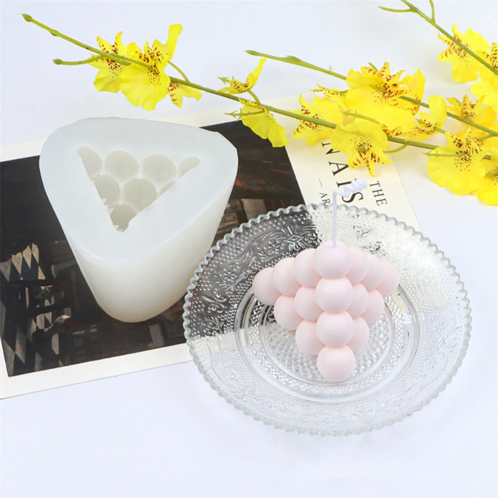 

3D Triangular Cone Magic Ball Candle Silicone Mold Bubble Cube Candle Cute Soy Wax Aromatherapy Scented Candles Relaxing Gift