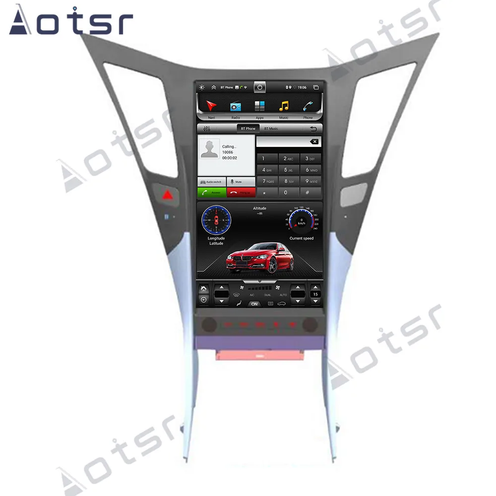 Автомагнитола PX6 Carplay для Hyundai Sonata 6 YF 2009 - 2014 с экраном Tesla Android радио мультимедийный