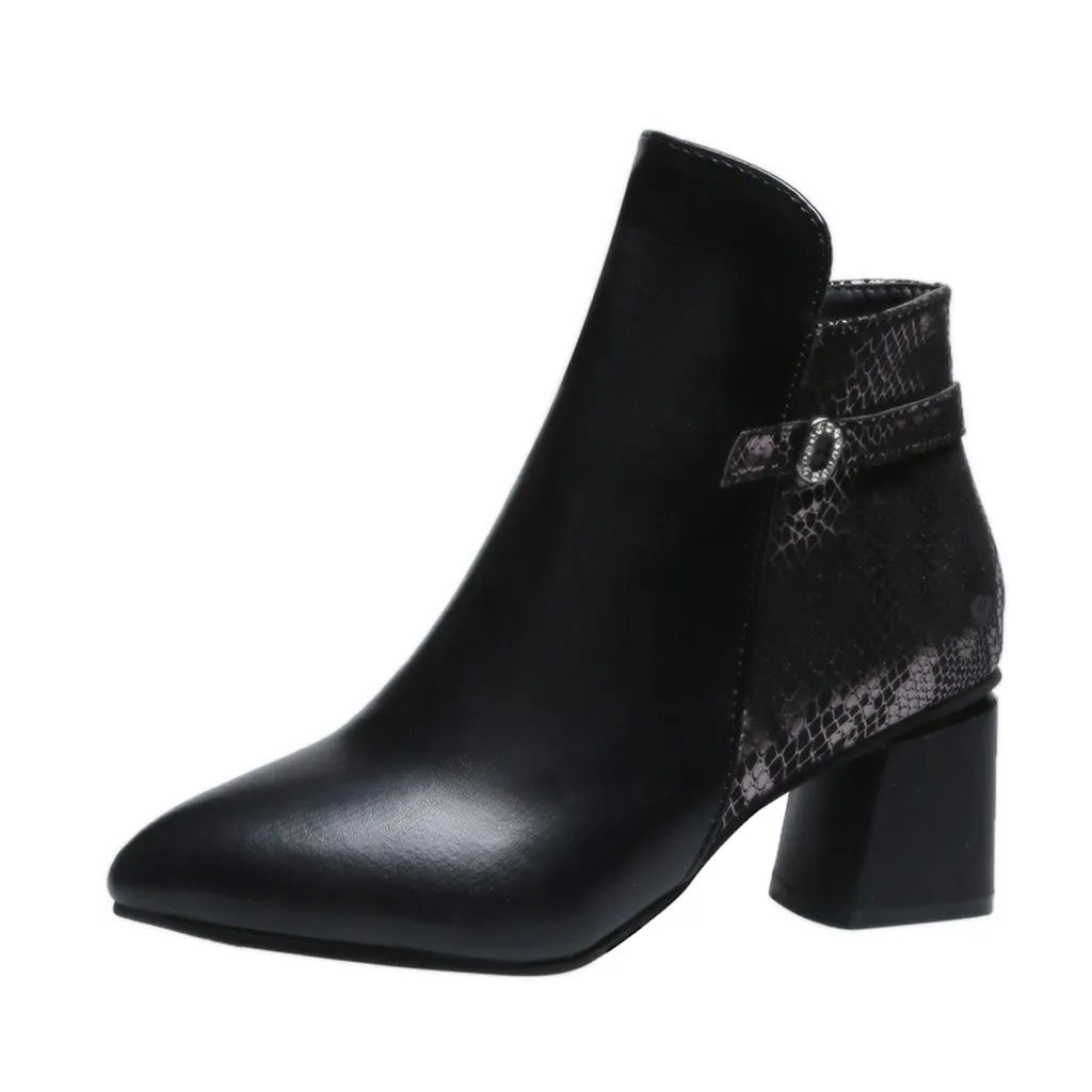Ботинки со змеиным узором элегантные модные женские ботильоны коллекция 2019 года