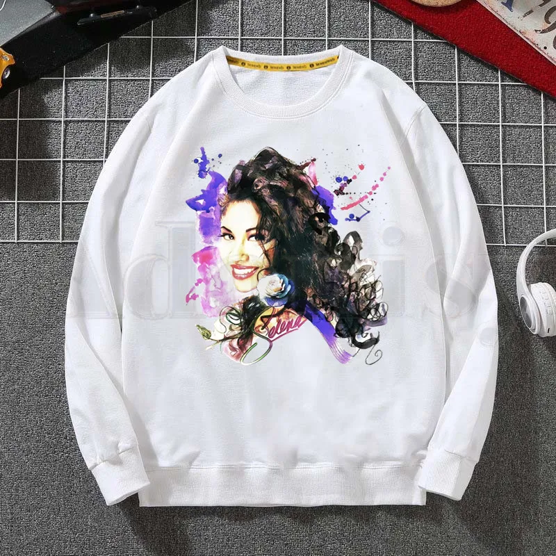 

Vintage 90s Inspired Selena Quintanilla Trendy Hoodies Sweatshirt Print Trend Mens Clothes Hip-Hop Male Crewneck Hoodies Men