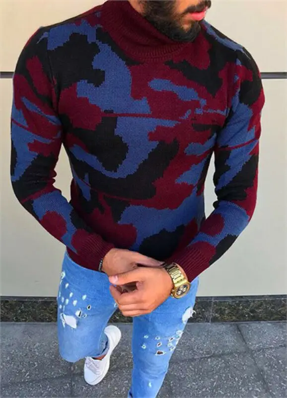 Осенне зимний новый модный мужской пуловер с длинным рукавом Свободный Вязаный