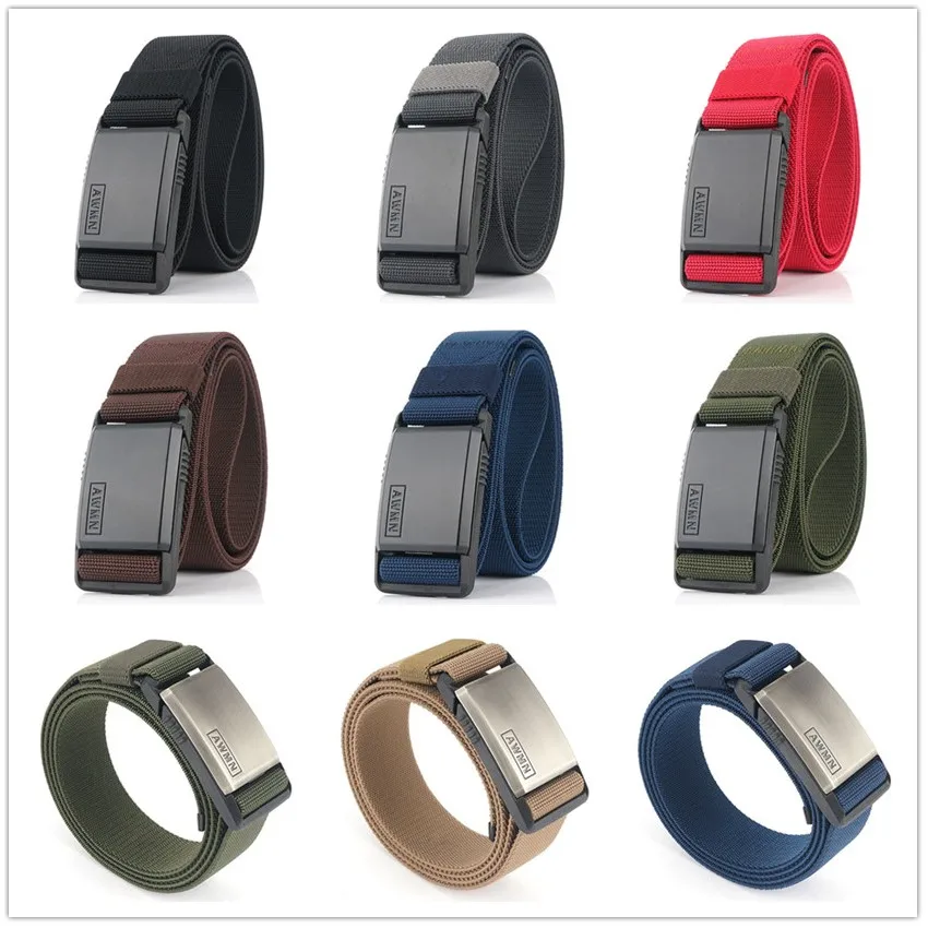 

Fashion Nylon Belt Metal Magnetic Buckle Adjustable Belts For Men Military Combat Elastic Belts High Quality Wear-resistant