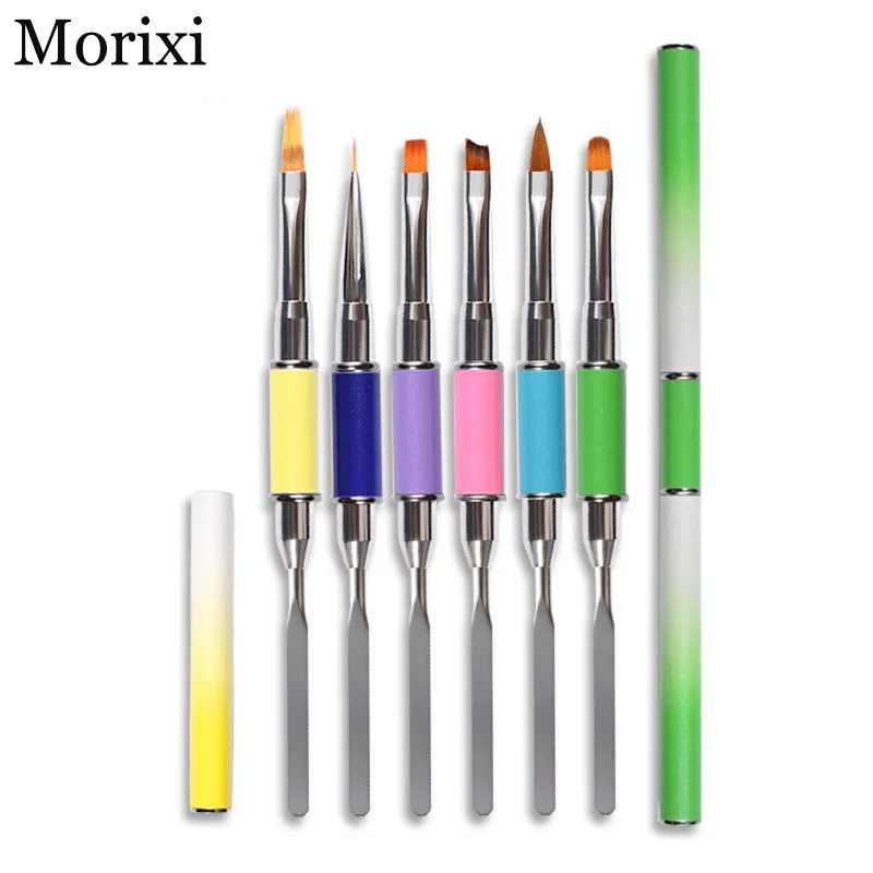 

Nail art brush dual head nail drawing acrylic brush UV gel polish DIY 3D French Painting liner pen Slice Shape Tool MZ013