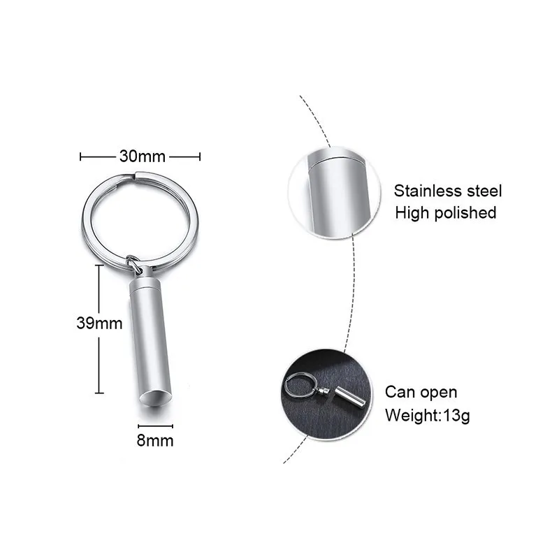 Нержавеющая Сталь цилиндрическая урна брелок для мужчин бутылка женщин Висячие