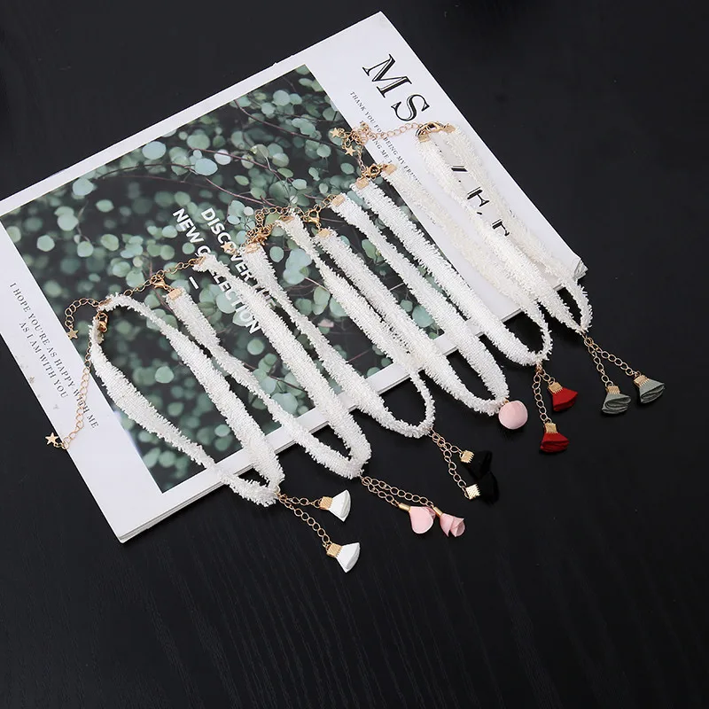 1 шт. винтажное мягкое белое плюшевое кружевное ожерелье чокер с кулоном в виде