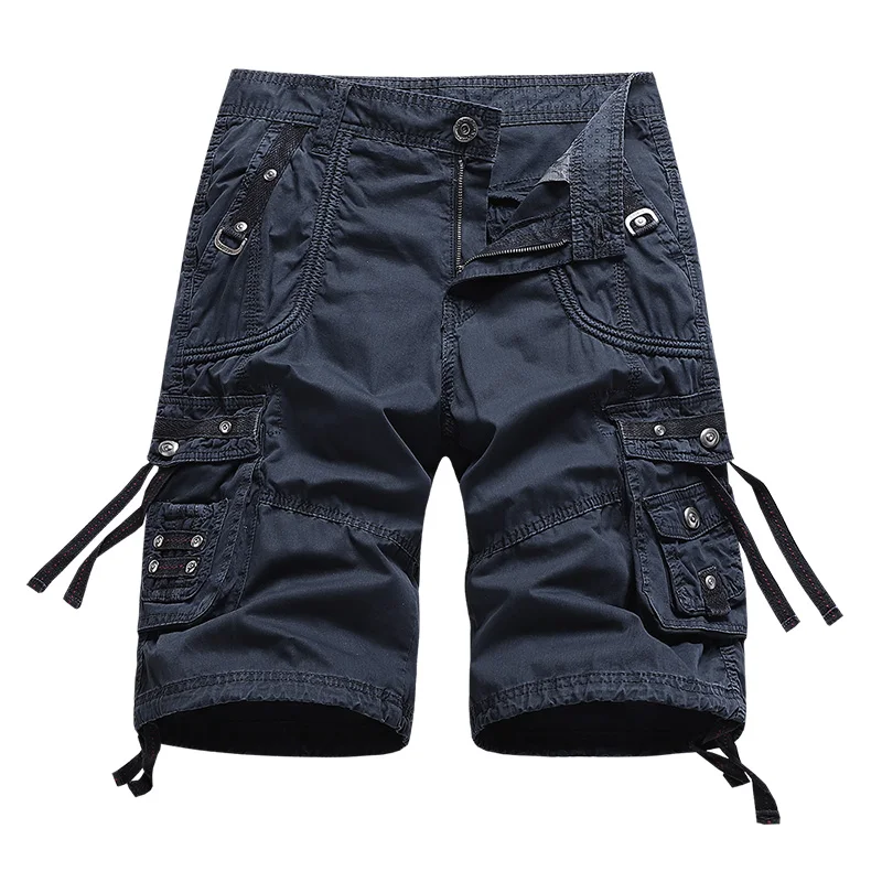 

Huncher Mens Cargo Shorts 2021 Summer Solid Cotton Pockets Seven Points Shorts Joggers Oversize Smart Casual Black Male Shorts