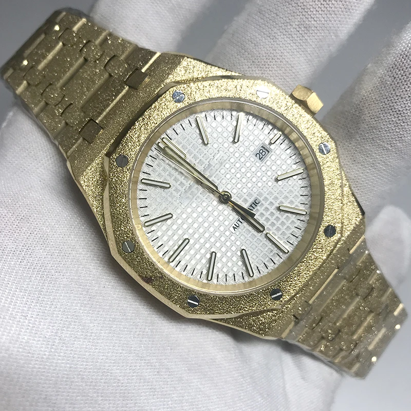 5 видов цветов бриллианты Автоматическая Королевский матовый черный циферблат Oak