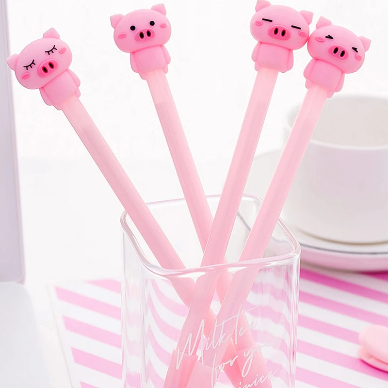 4 шт./лот Kawaii милая розовая гелевая ручка со Свинкой модные школьные офисные