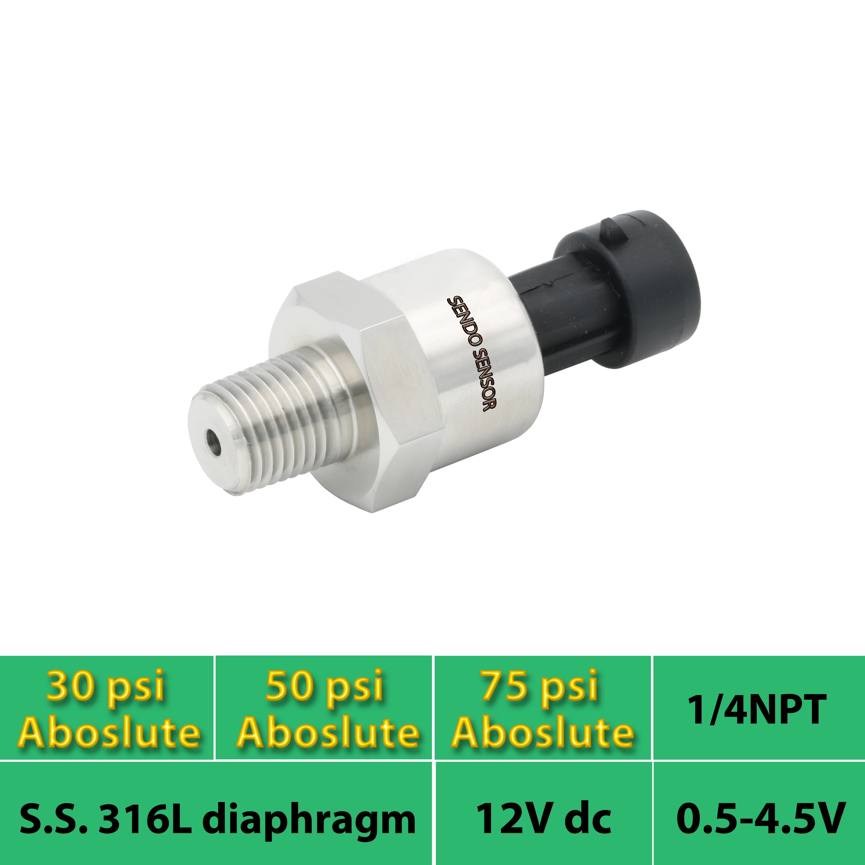 30psi 50psi 75psi абсолютный датчик давления воздуха для топливной воды 12 В питания