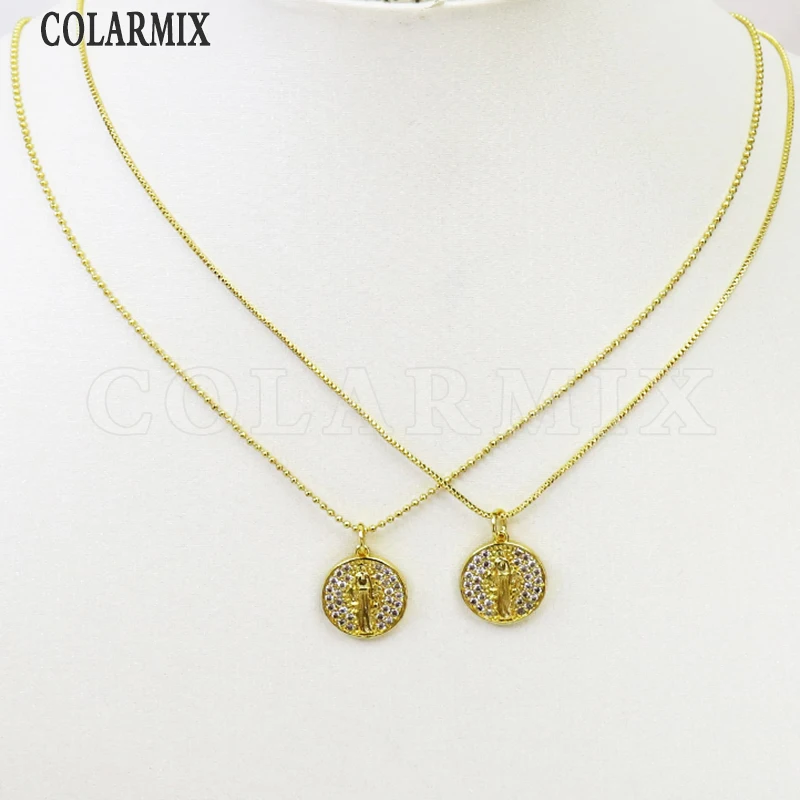 8 шт Циркон Иисус Стиль кулон ожерелье ювелирные изделия аксессуары круглые