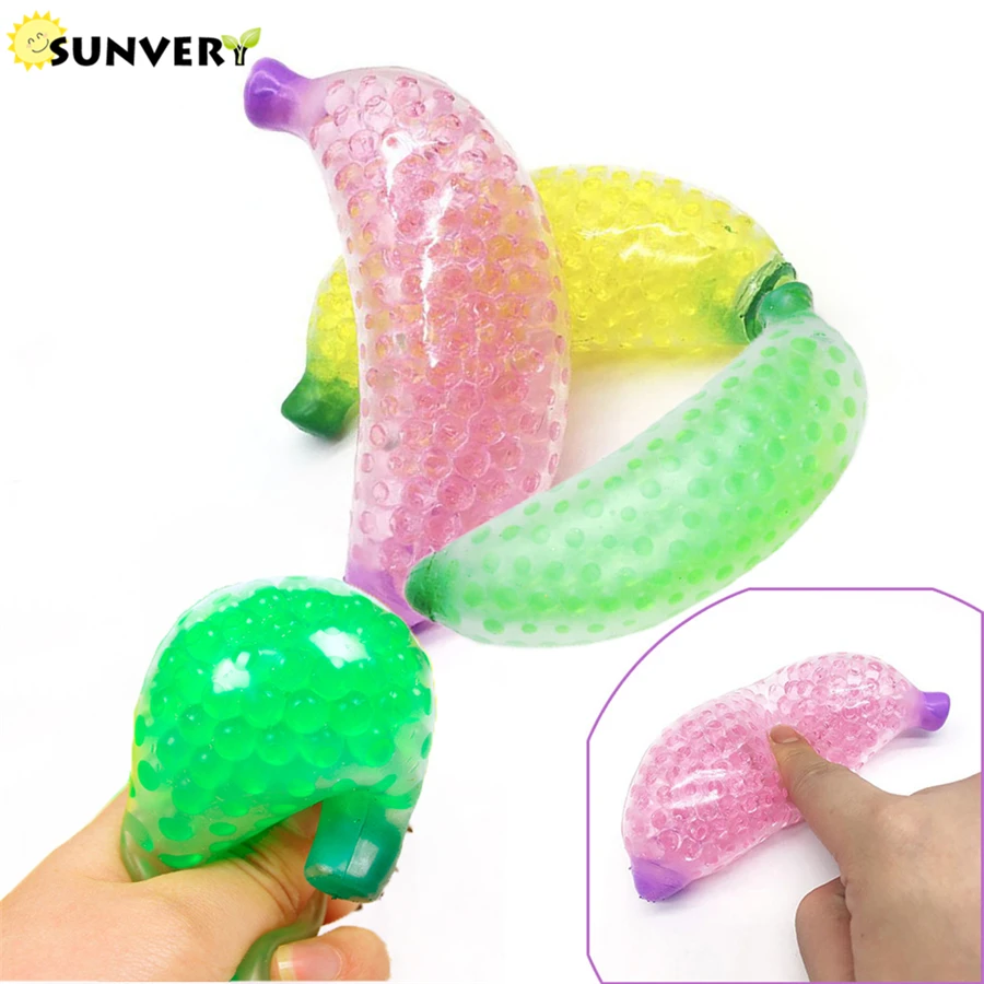 3-colors Soft Banana Bead Stress Balls Spongy Tangle Fidget Toys Hand Novelty Squishy Antistress Figet Toy Sensory Fun squishies