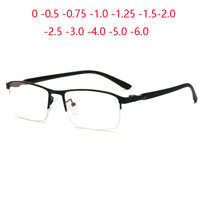 

Blue Light Blocking Half Frame Square Nearsighted Glasses Women Men TR90 Myopia Lens Prescription Spectacle 0 -0.5 -0.75 To -6.0