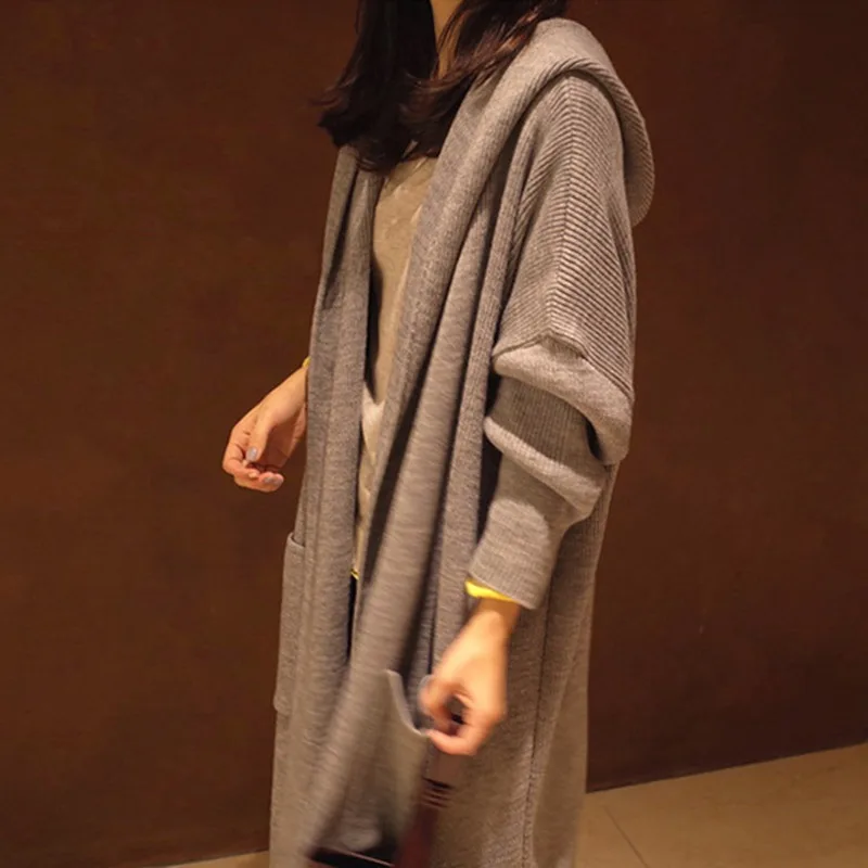 

Autumn Winter Korean Style Sweaters Retro Plus Long Loose Knitted Cardigan Jumper Pull Femme.2
