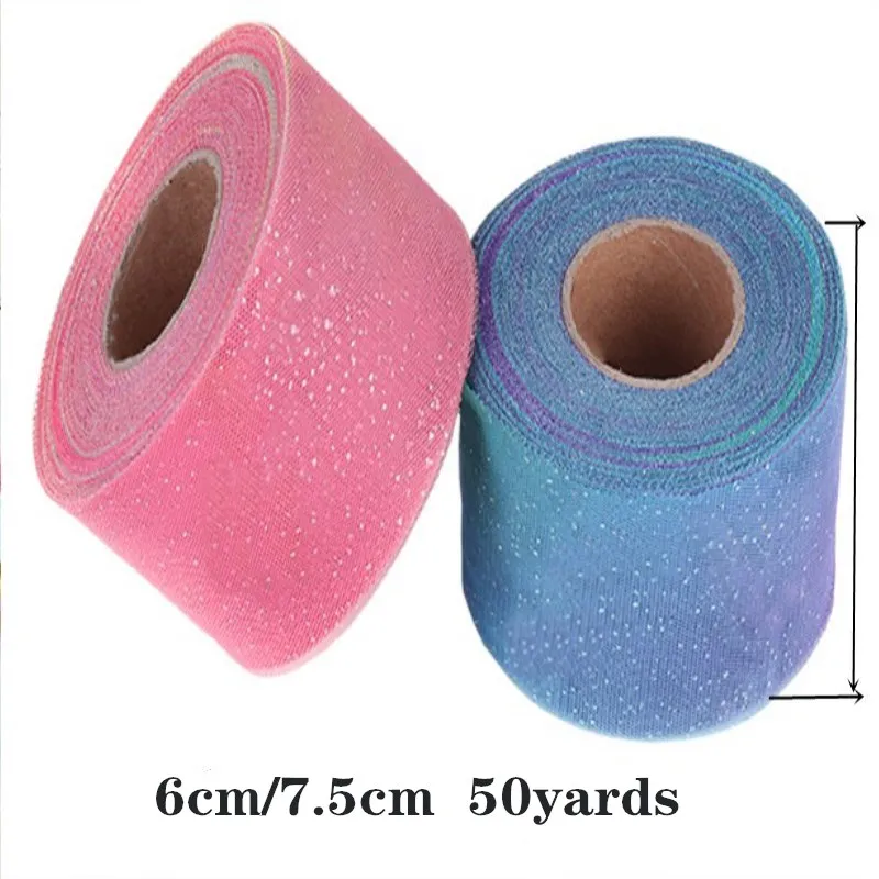 

50 Yds Rainbow Sequins Tulle Roll Spool Tutu Fabric Headwear Baby Shower Skirt Chair Sash Table Runner Wedding Party Decoratins
