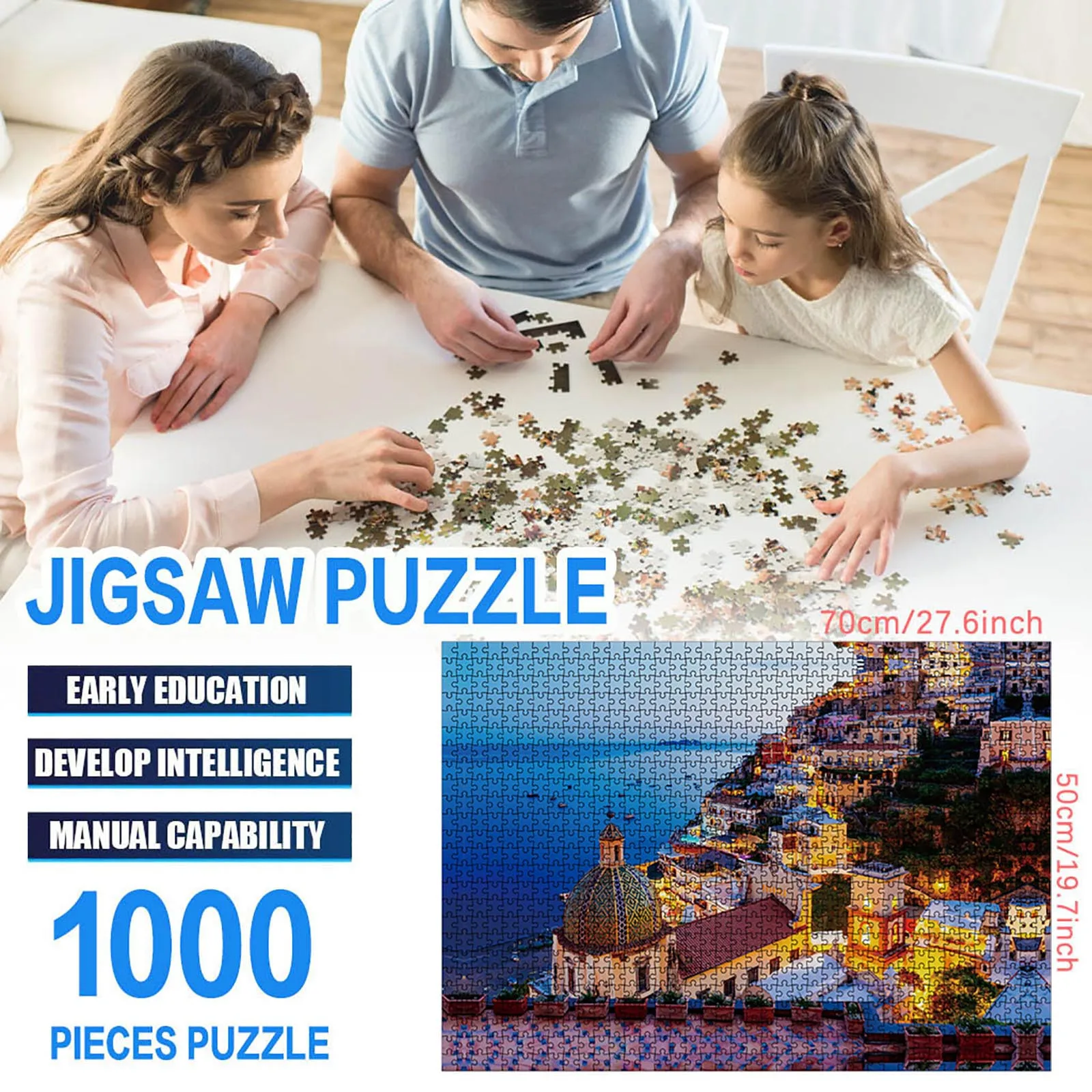 

2000 Piece Romantic seaside castle Theme Adult Children Puzzle best HolidayGift Toy for kid Christmas Pattern Jigsaw Puzzle