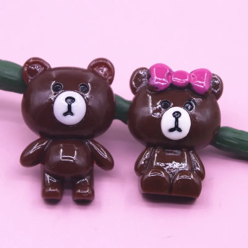 10 шт. Каваий девочка медвежонок из смолы/плоская спина Кабошон Художественное