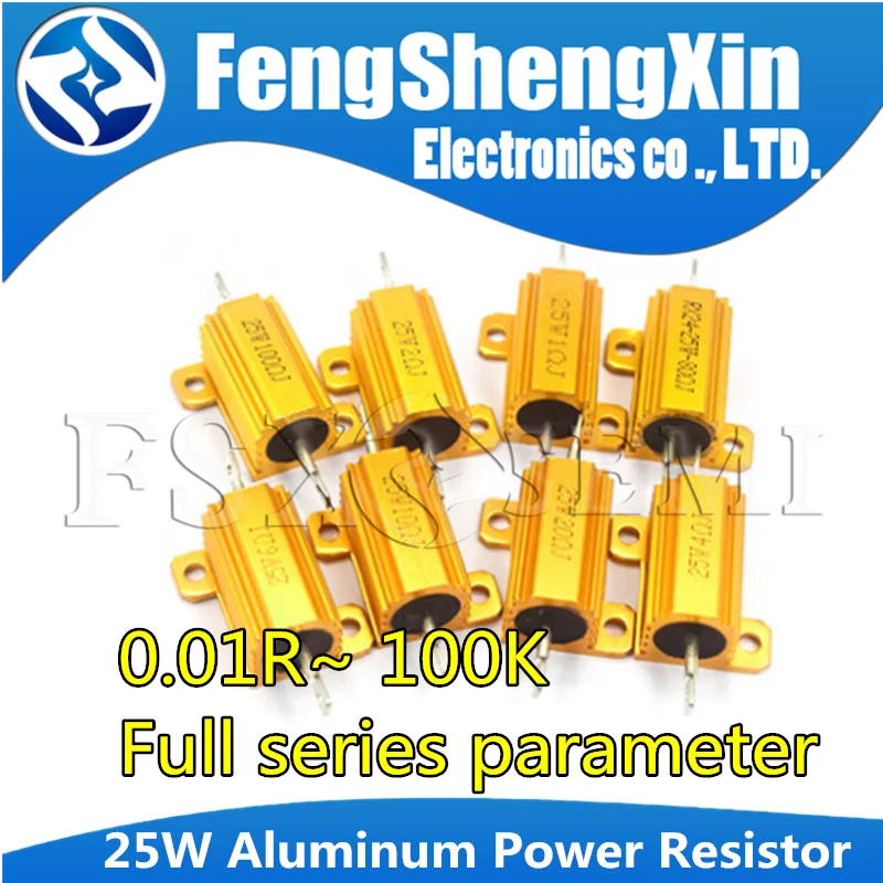 

RX24 25W Aluminum Power Metal Shell Case Wirewound Resistor 0.01~100K 0.33 0.5 1 2 5 6 8 10 20 50 100 120 200 300 1K 5K 10K ohm