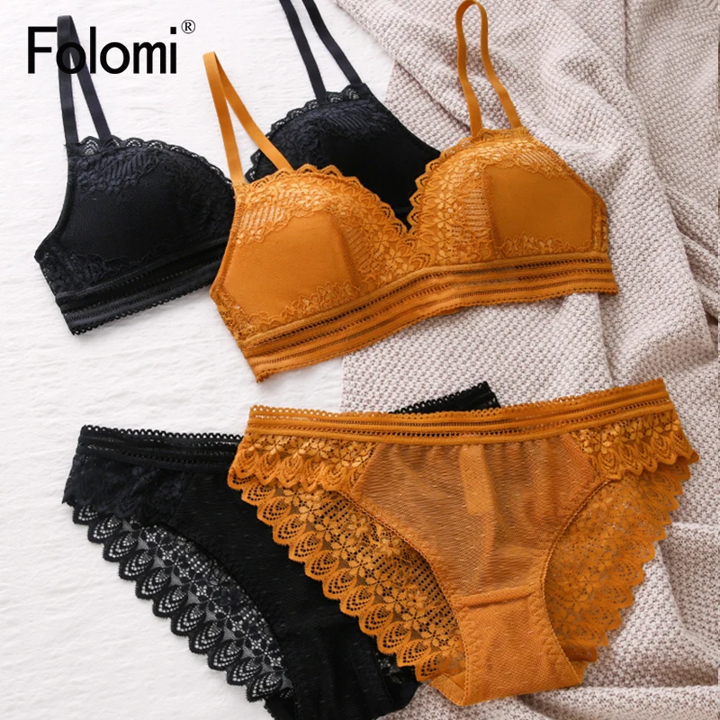 Folomi сексуальный кружевной бюстгальтер комплект для женщин без косточек тонкого