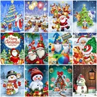 Алмазная живопись 5D с Санта-Клаусом, мультяшный снеговик, искусственное дерево, вышивка крестиком, Рождественский ландшафт, декоративный подарок