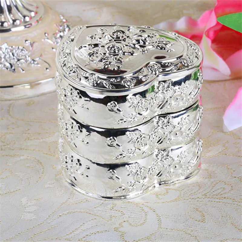 Creative European Style Retro Multi-Layer Rotating Jewelry Box High-End Exquisite Desktop Storage Heart-Shaped Jewelry Box