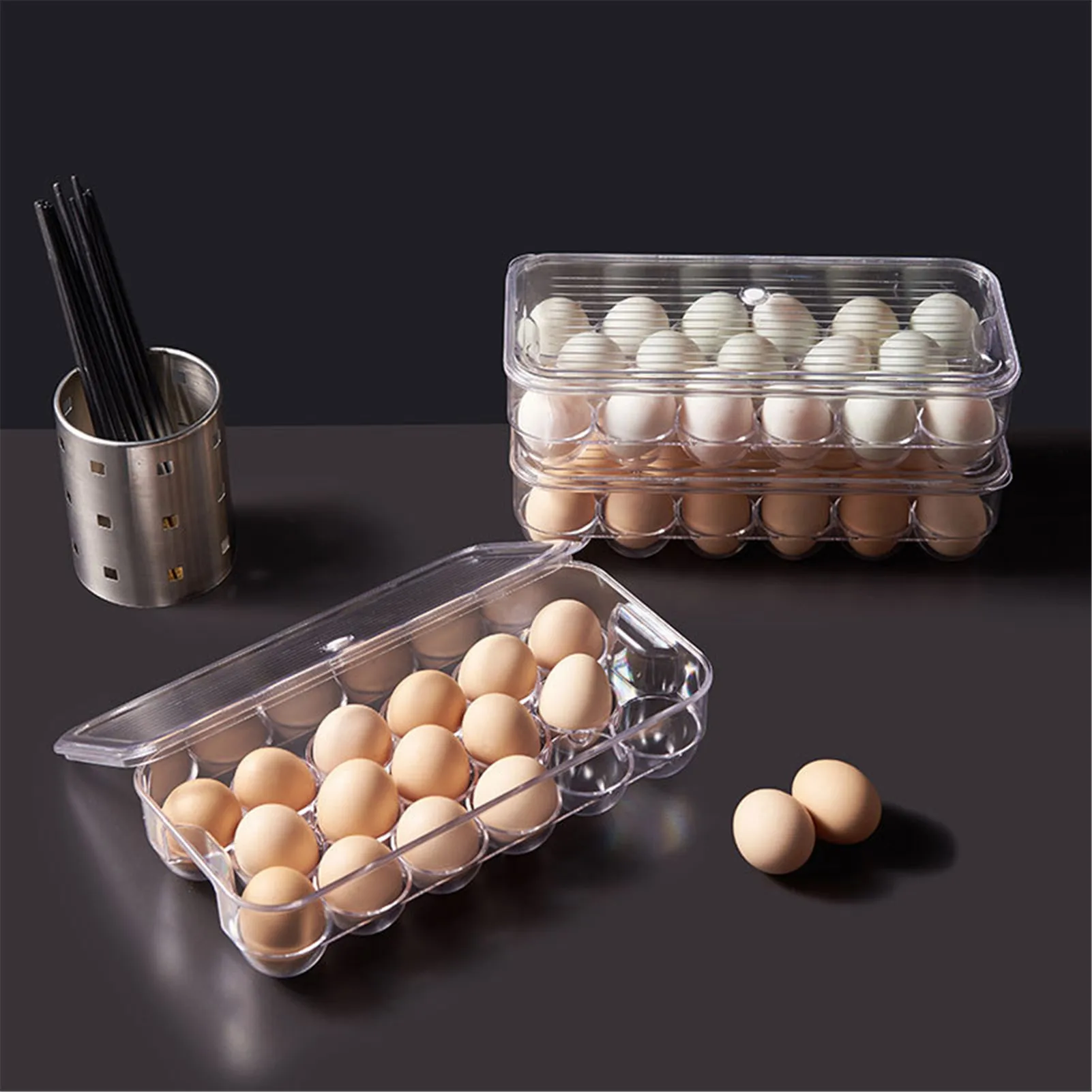 

17 Grid Egg Storage Box Household Kitchen Plastic Storage Box Dumpling Box Double Layer Egg Tray Refrigerator Storage Case