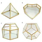 Шкатулка для ювелирных украшений из прозрачного стекла с геометрическим рисунком, настольный органайзер для хранения украшений, колец, цепочек с сокровищами