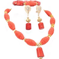 dudo wedding beads coral jewelry set flower divider and nature coral necklace jewellery set 2022