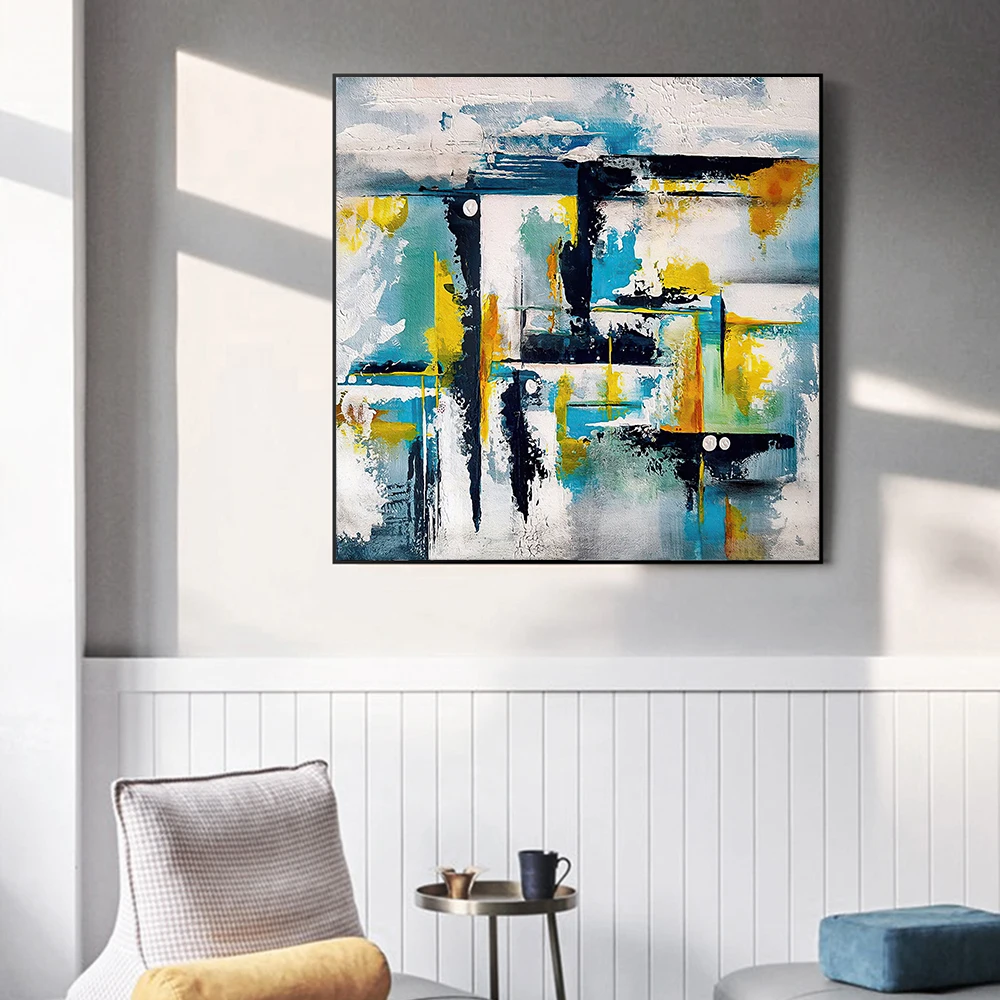

Abstract Yellow Blue Red Orange Black Painting On Canvas Modern Nordic Wall Art Posters And Prints For Living Room Home Decor