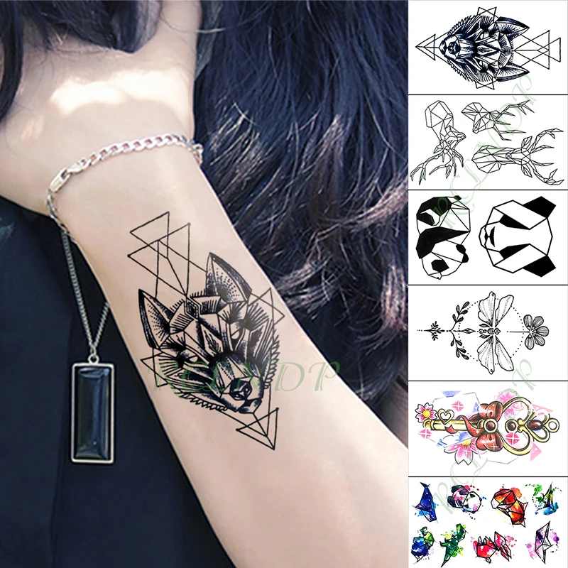 Waterproof Temporary Tattoo Sticker Deer Flower Wolf Fox Animal Fake Tatto Hand Arm Foot Flash Tatoo for Kid Girl Men Women | Красота и