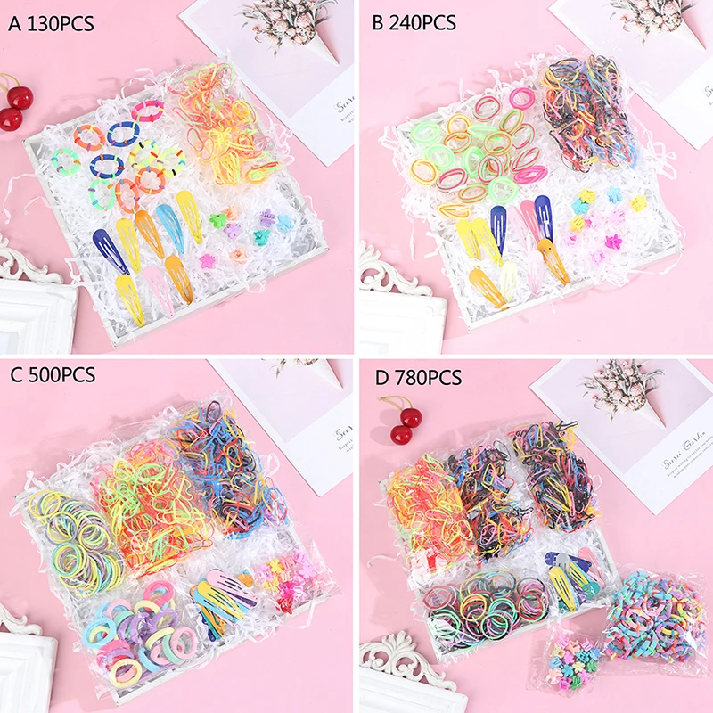 

Разноцветные радужные эластичные резинки для волос, резинки, мини цветочные зажимы для волос, зажимы для волос, набор зажимов для волос, рез...