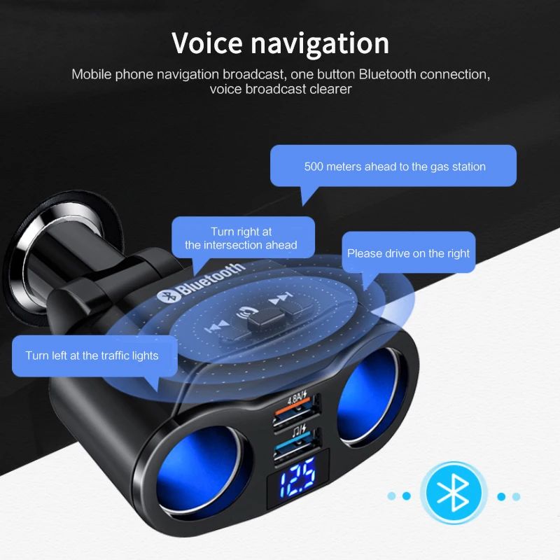

Bluetooth 5.0 Car Handsfree FM Transmitter Car Mp3 Player Dual USB Charger Expand Support U Disk Music Play