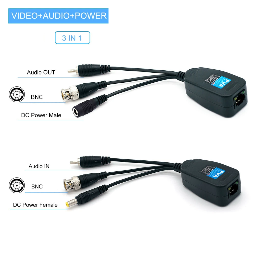 5 пар 10 шт. коаксиальный BNC видео + аудио питание 3 в 1 Balun трансивер для CAT5e 6 RJ45