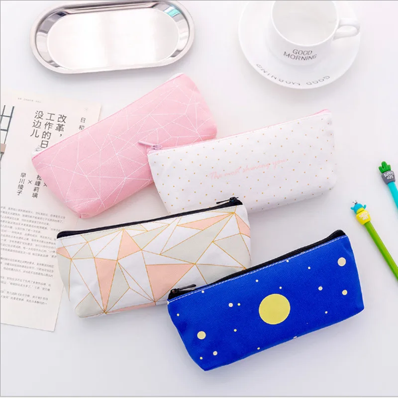 Чехол для карандашей школы девочек и мальчиков парусиновый креативный холщовый