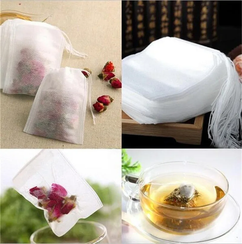 

100Pcs/Lot Teabags 5.5 x 7CM Empty Scented Tea Bags With String Heal Seal Filter Paper for Herb Loose Tea Non-Woven Fabrics