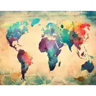 DIY картина по номерам красочные карта мира ручная роспись маслом на холсте Современный домашний декор стены искусства холст для живописи