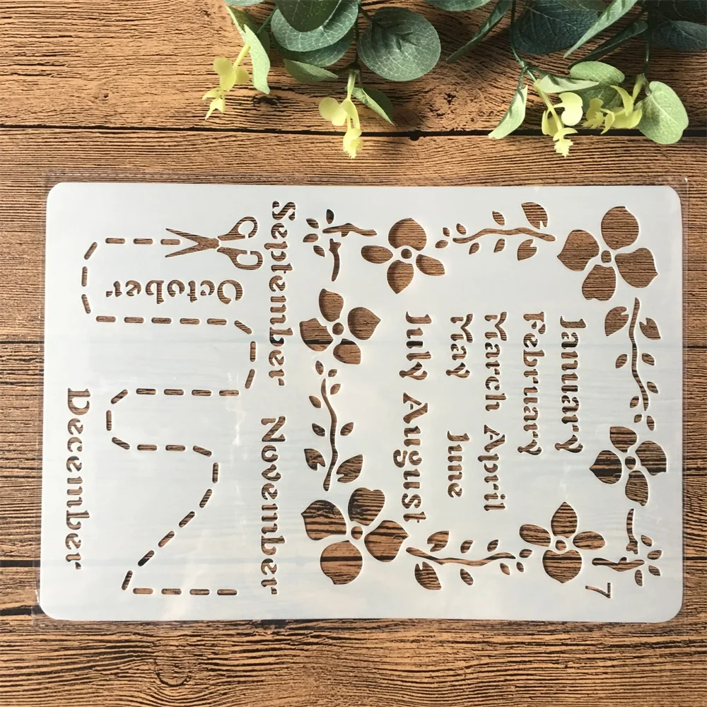 

26cm Month Calendar Flower DIY Craft Layering Stencils Painting Scrapbooking Stamping Embossing Album Paper Card Template