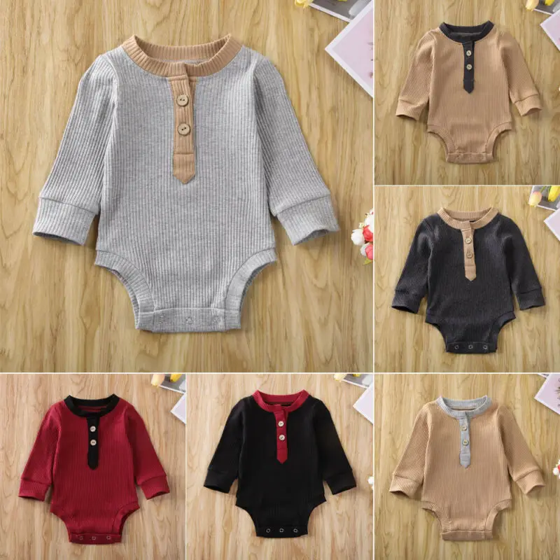 Трикотажное боди на пуговицах для новорожденных 2020 хлопок|Ромперы| |