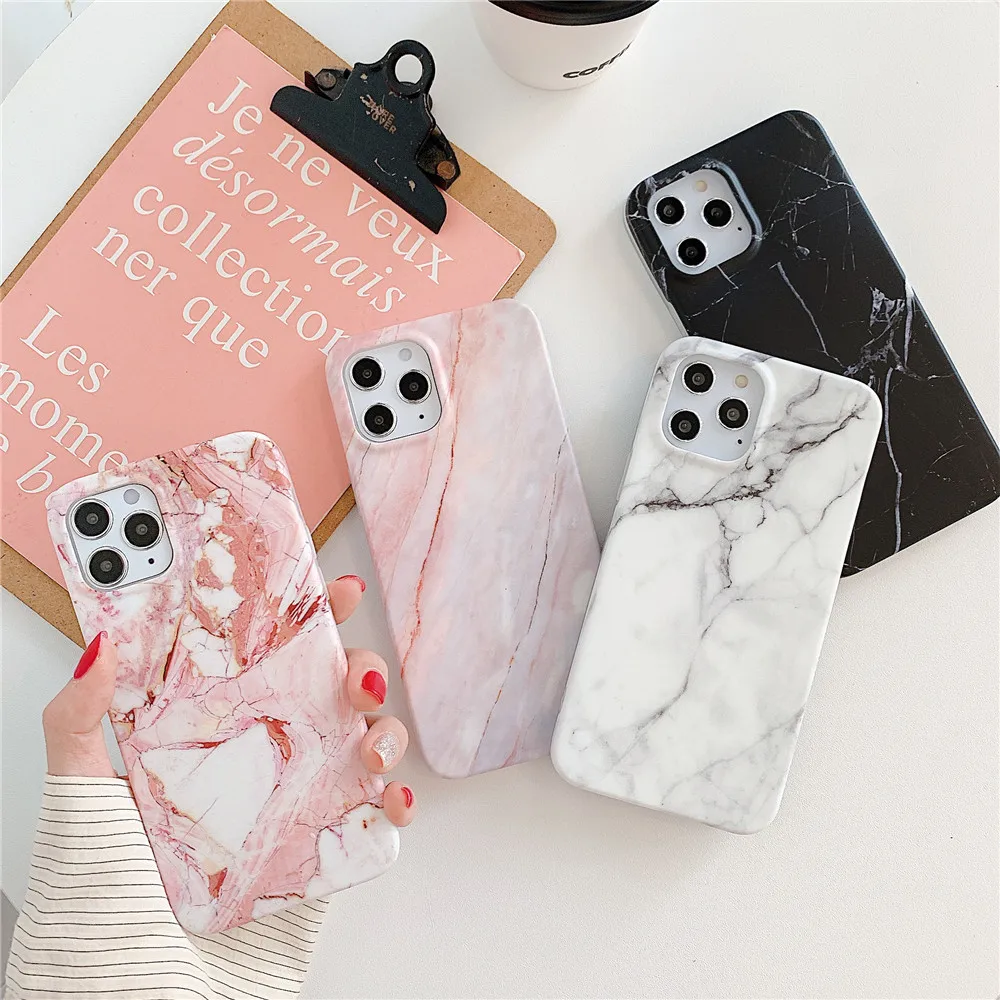 

FLYKYLIN Holder Stand Marble Case For iPhone 11 Pro Max SE 2 Back Cover For Huawei P30 Pro P20 Lite Skin IMD Silicon Phone Coque