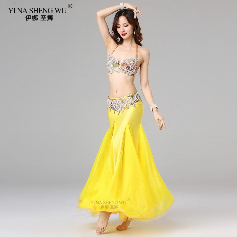 Женская одежда для египетского танца живота женский наряд с бисером чашка 34B/36B/38B