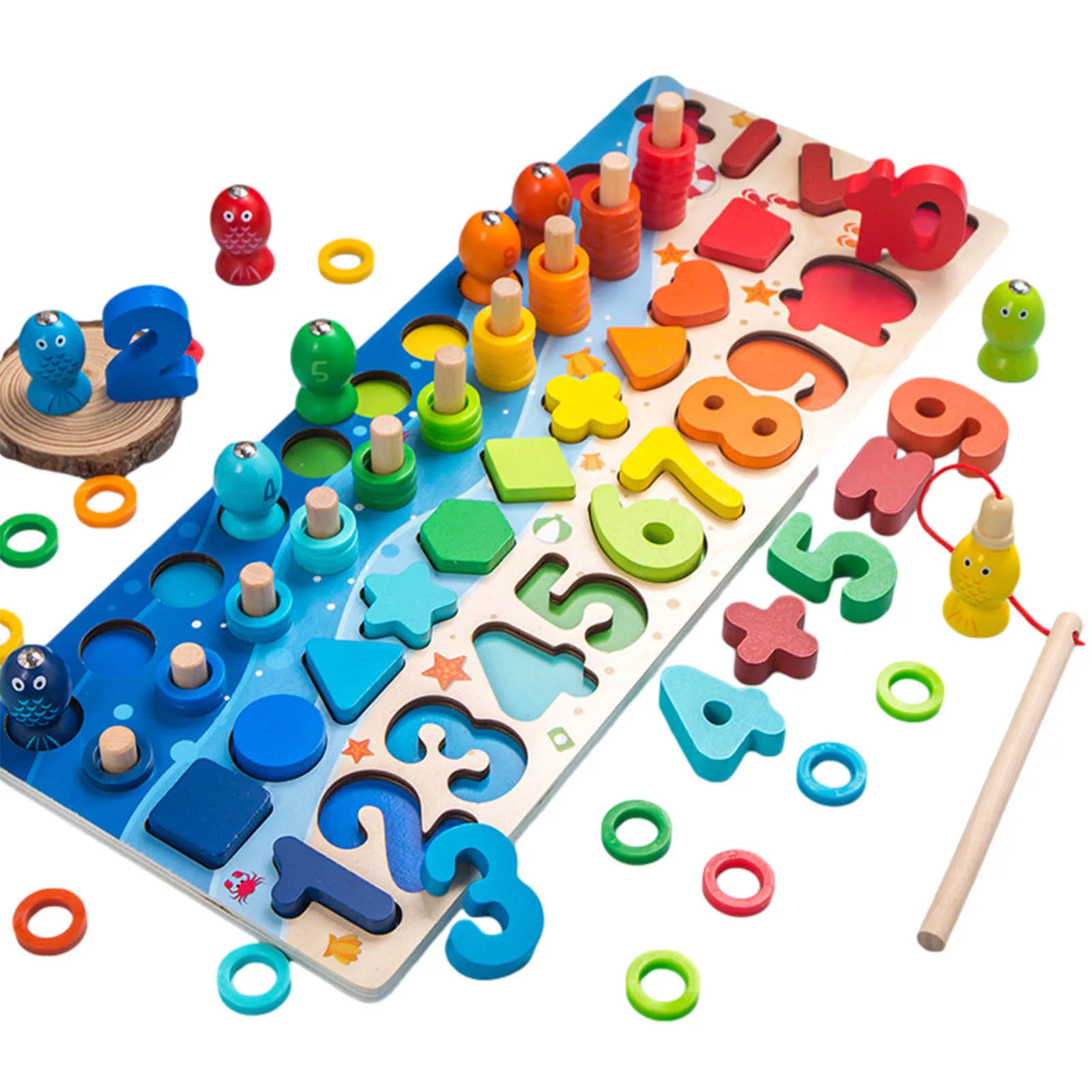 

Деревянные Обучающие строительные блоки Монтессори в форме цифр, игрушка для малышей, развивающая логика, игрушки-пазлы для детей