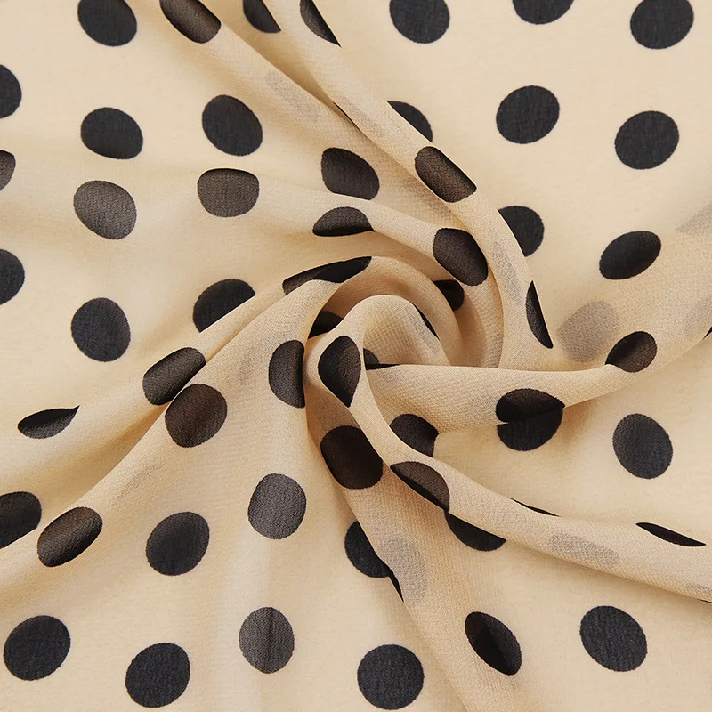 

New 75D chiffon dot printing polyester woven chiffon fabric spring and summer Hanfu dress skirt fabric