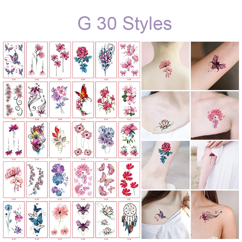 Temporary Tattoo Stickers Girl Waterproof Long Lasting Fake Tattoo Sticker Hand Bright Cute Tattoos On Body Face Child Sticker