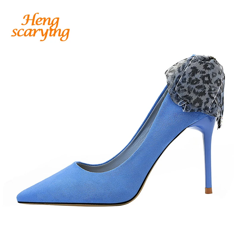 2019 г. Осенние женские туфли лодочки на высоком каблуке карандаше желтого и синего